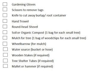 Tree Planting Tools Checklist
